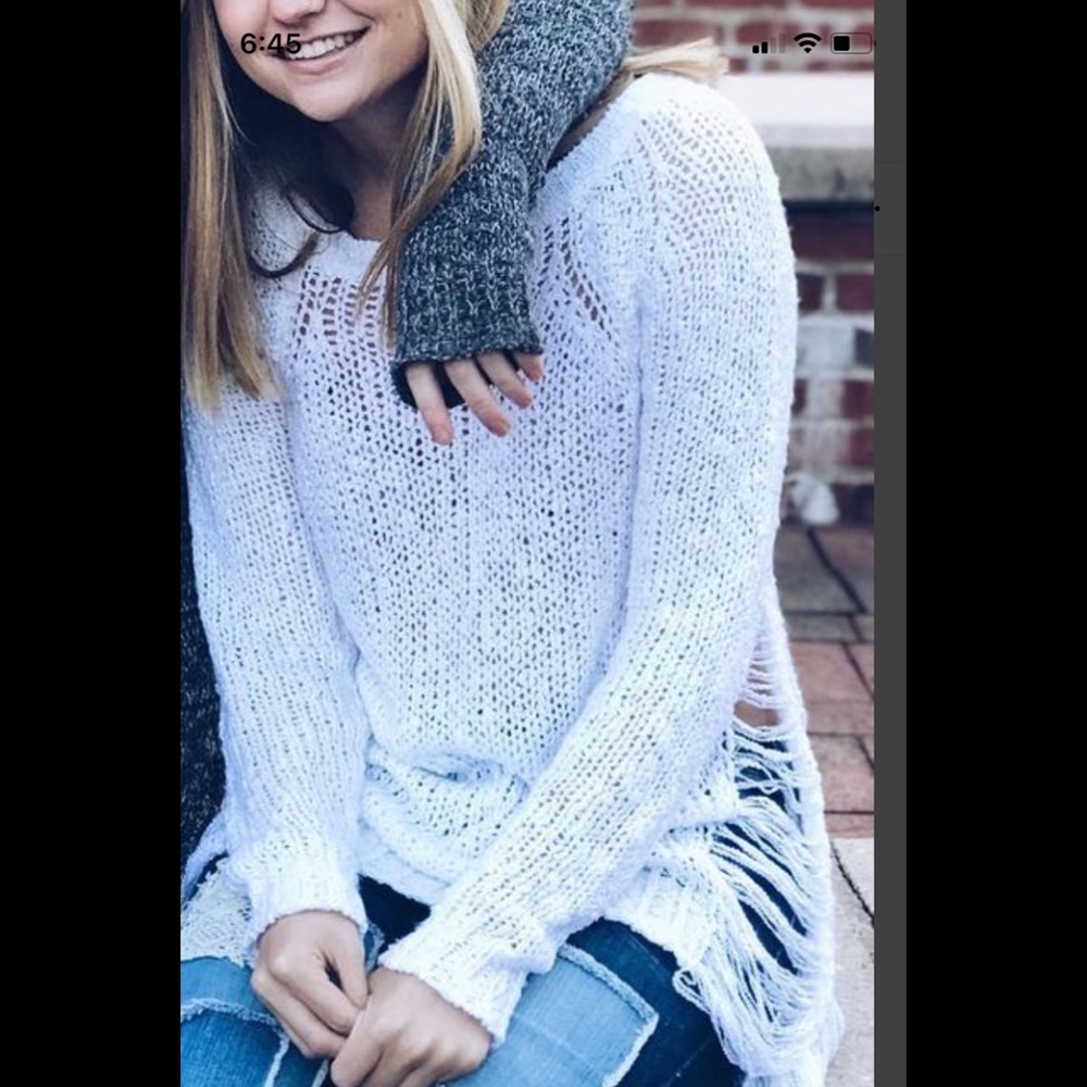 White Distressed Sweater